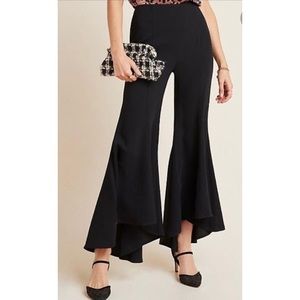 Anthropologie Zinnia Flare Ruffle Trousers/ Pants